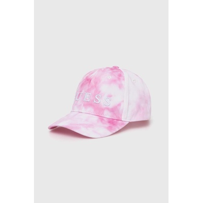 Guess Детска памучна шапка с козирка Guess в розово с десен (H4GZ02.WO08O.G.PPYH)