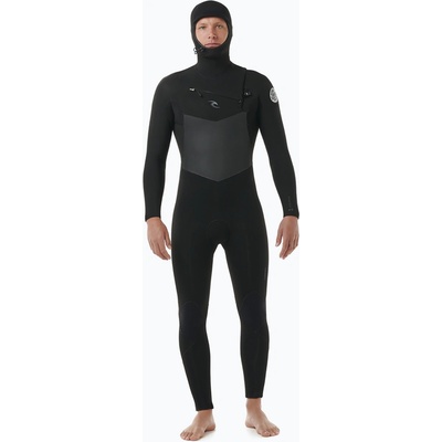 Pánska Rip Curl Dawn Patrol s kapucňou 6/4 mm a zipsom na hrudi Black