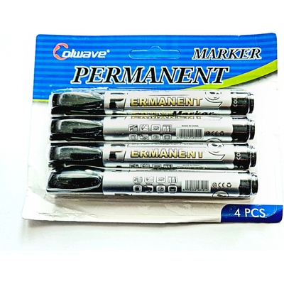 Colwave CL-101 Marker Permanent sada 4 ks černé kulatý hrot
