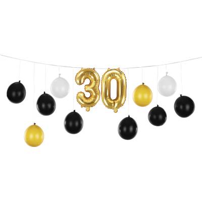 PartyDeco Balónková girlanda 30. narozeniny černo zlatá