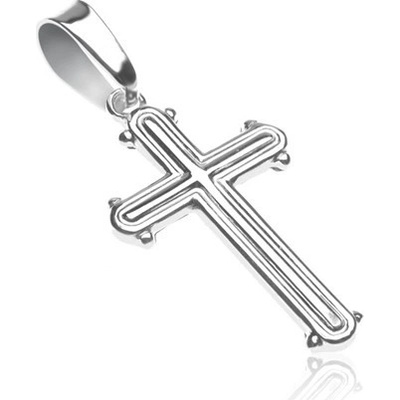 Šperky eshop Kříž ze stříbra 925 vystouplý střed zaoblený lem obvodu X33.19