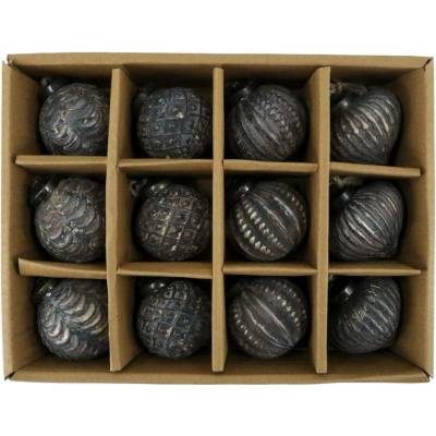 Chic Antique 12ks mocca antik skleněná vánoční ozdoba koule ChicAnt - Ø 5,5*6 cm - Chic Antique
