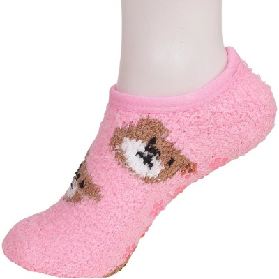 Дамски розови терлици от букле с мечета