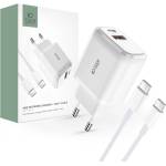 Tech-Protect Комплект зарядно и кабел с USB-C за IOS и Android от Tech-Protect C20W - Бял (9490713930373)