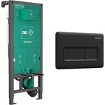 Hansgrohe Казанче за вграждане Hansgrohe iFrame 112 см за конзолна тоалетна чиния и бутон iFrame Original Q, матово черно (01022180+66001670)