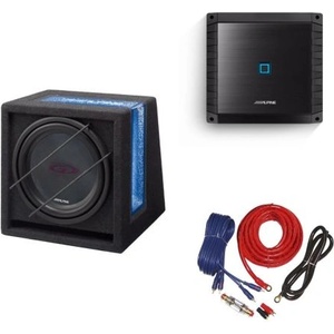 Alpine Комплект Alpine SBG-1224BR Subwoofer Bass Reflex 30 см (12", 2 ома) + S2-A60M моноусилвател + комплект кабели 10мм2 (S2A60MSBG1224BR) Автоколони