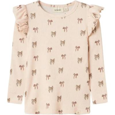 Тениска Name it Gavo Eko Slim Lil´ Atelier long sleeve T-shirt - Beige (Silver Peony / Bow)