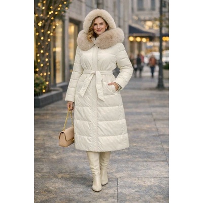 Max Original Leather Páperový kabát s kožušinou GEMINI-2321 beige