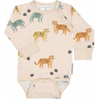 Bambusové body dětské s dlouhým rukávem Geggamoja Beige Tiger