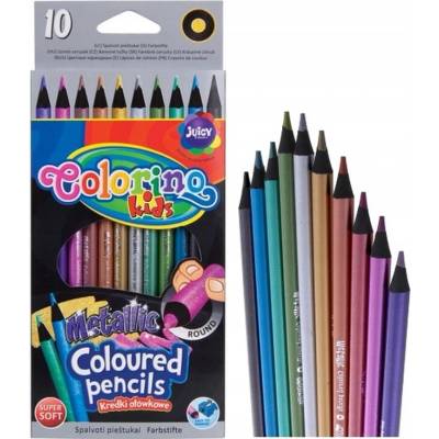 Metalické pastelky okrúhle 10 farieb