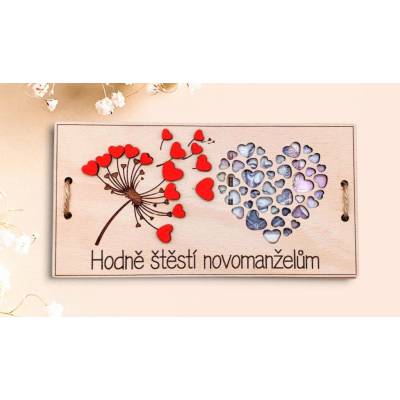 Dřevěná dárková karta na peníze ke svatbě ♥️