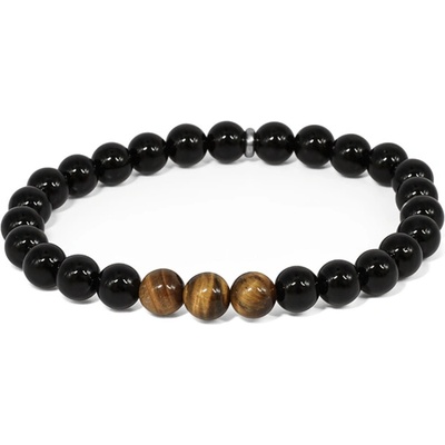 Agato Korálkový náramok z onyxu a tigrieho oka MINK141/21