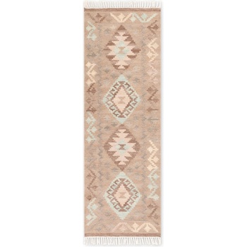 Hanse Home Светлосиня и бежова двустранна ръчно изработена вълнена пътека 60x190 cm Kamal Dune - Nouristan (106243-60x190)