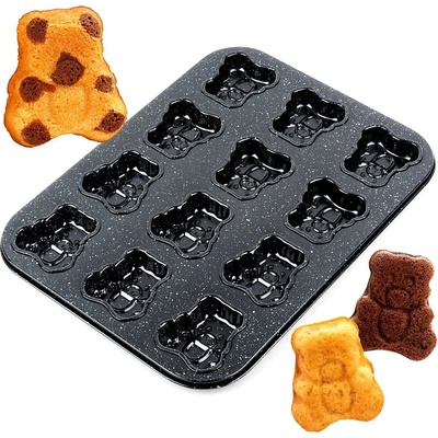 Vilde Granitová forma na sušienky a muffiny v tvare medvedíkov 35 × 26,5 cm
