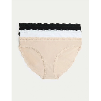 Marks & Spencer Памучни бикини с дантела, комплект 3 бр. Marks & Spencer беж Marks & Spencer | Bezhov | ЖЕНИ | 8