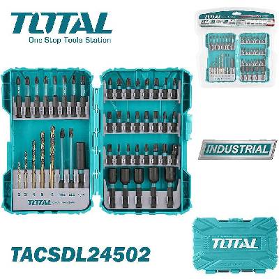 К-т накрайници - битове и вложки в кутия, 45 части, HEX, TOTAL TACSDL24502 Industrial (UNI-07221)