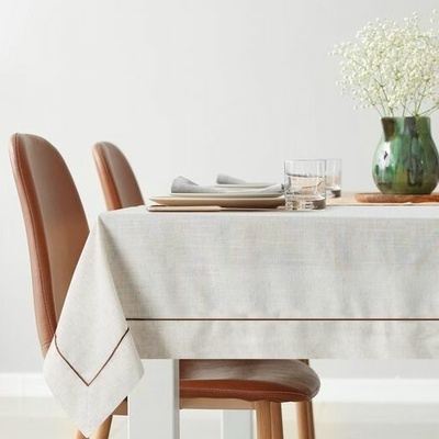 Eurofirany obrus s ozdobným prúžkom a s ľanom natura Polyester/ľan 140x220 cm
