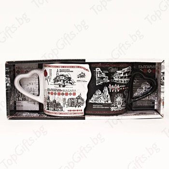 Image 1 of Комплект керамични чаши за чай " Сърце и България"