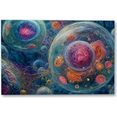 Plakát – Buněčné struktury v modrém mikrosvětě 135 × 90 cm Bez rámu Ne Bez rámu