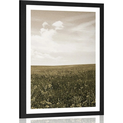 Plakát s paspartou louka s vintage nádechem - 30x45 silver