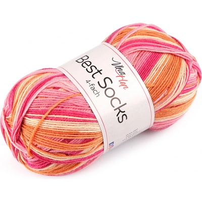 Stoklasa Pletací příze Best Socks samovzorovací / ponožkovka 100 g Balení: 1 ks, Varianta: 24 (7413) růžová 24 (7413) růžová