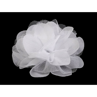 Šifónový květ Ø8 a 9 cm Varianta: 5 (9 cm) bílá, Balení: 4 ks
