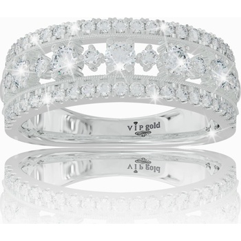 VIPgold Zlatý prsteň s bielymi zafírmi v bielom zlate R36080b S