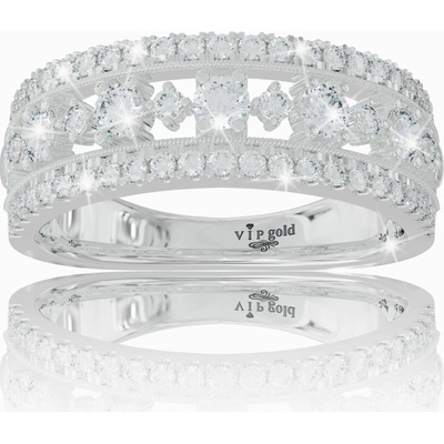 VIPgold Zlatý prsteň s bielymi zafírmi v bielom zlate R36080b S