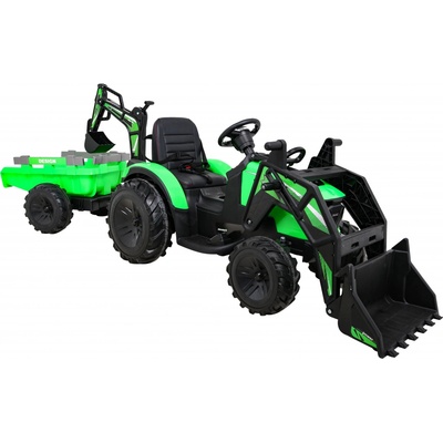 Tomido dětský elektrický traktor STRONG s přívěsem zelený