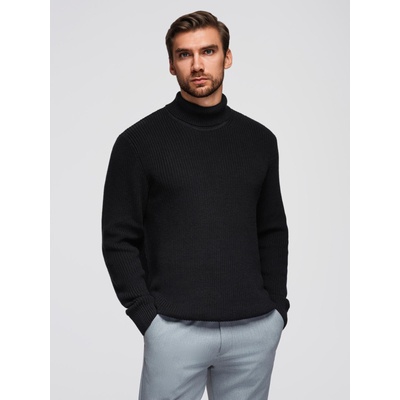 Ombre Clothing Мъжки класически памучен пуловер с ролка - черен V4 OM-SWTN-0162 Ombre Clothing Ombre Clothing | Cheren | МЪЖЕ | XL