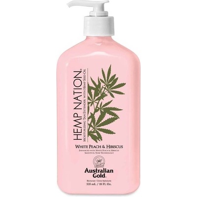 Australian Gold Hemp Nation Хидратиращ лосион за тяло White Peach & Hibiscus, 535 ml