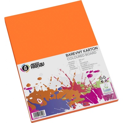 Barevný karton A3 Aloisov, 180 g, 50 listů, oranžový