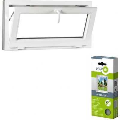 Okna Hned Plastové okno 700 x 440 mm sklopné, bíle + síť proti hmyzu