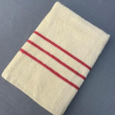 Top textil Osuška Pruhy červené 70 x 130 cm krémová