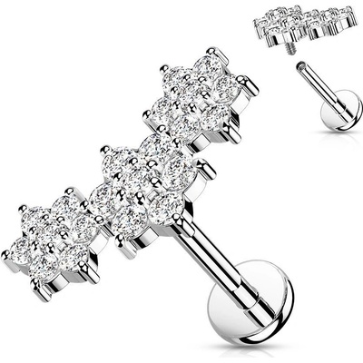Šperky4U piercing do brady s kytičkami LB1102ST-1206