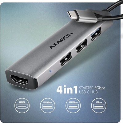 AXAGON USB-C Multiport, 3xUSB-A, HDMI, AXAGON HMC-H3A (HMC-H3A)