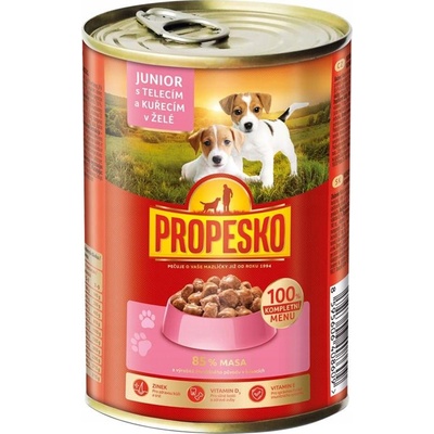 Propesko Dog Junior s teľacím a kuracím v želé 415 g