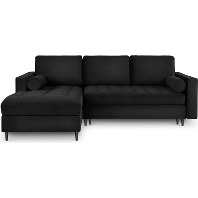 Milo Casa Ъглов разтегателен диван от черно кадифе , ляв ъгъл Santo - Milo Casa (MIL_LCF_44_A3_SANTO8)