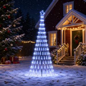 vidaXL LED Коледна Елха 250 см 290 LED светодиода Синьо Желязо Черно (42053599)
