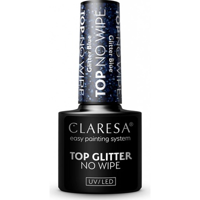 Claresa Gél lak Top No Wipe Glitter Blue 5 g