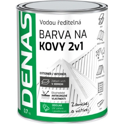 DENAS BARVA NA KOVY 2v1 antikorozní rychleschnoucí barva na kovy 0,7kg 0230 hnědá