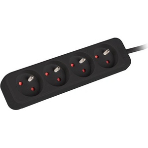 Lanberg Разклонител lanberg, 1, 5 м, 4 френски контакта, висококачествен меден кабел, черен