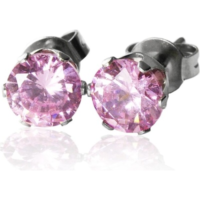 BM Jewellery Náušnice s růžovými zirkony ⌀ 0,6 cm S292020