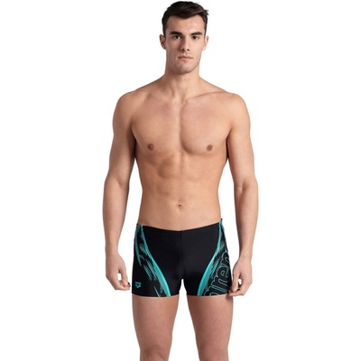 Arena swim short graphic čierne tyrkysové