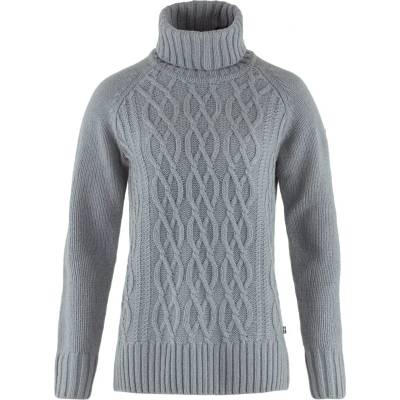 Fjällräven Дамски вълнен пуловер Fjällräven Women's Övik Cable Knit Roller Neck Wool jumper - Flint Grey (105-4008-0314)