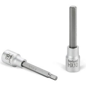 Fortum накрайник, имбус, 1/2", дълъг, 61CrV5/S2, матов хром; 6mm (HX6), 100mm FORTUM