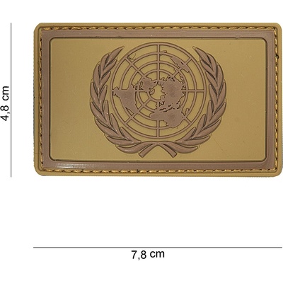Gumová nášivka 101 Inc vlajka United Nations - hnedá