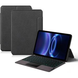 Xiaomi За Xiaomi Redmi Pad 2 SE PU Калъф с Bluetooth Клавиатура, Тъчпад и Подсветка - Черен