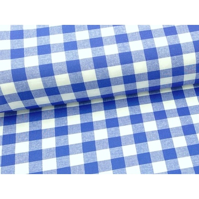 Mirtex Plátno KANAFAS 140/K01 Světle modrá kostka 20mm šíře 150cm Zbytková metráž