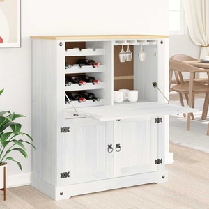 vidaXL Шкаф за вино Бяло 97 x 45 x 114 см Солидно борово дърво (42024956)
